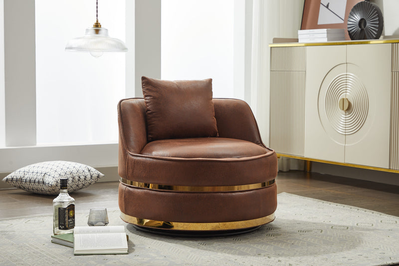 Swivel Chair, 360 Swivel Accent Chair, Faux Leather Barrel Chair Club Chair, Padded Single Chair for Living Room/Bedroom/Study/Waiting Room