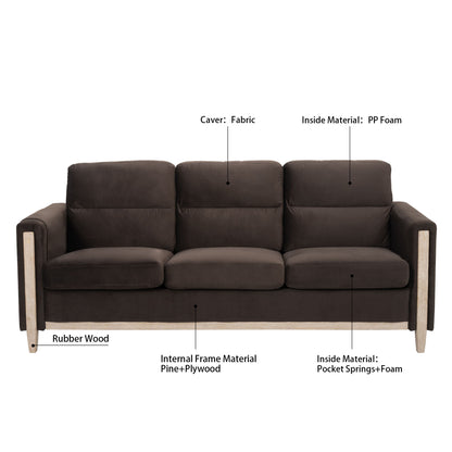 Comfortable Solid Wood Three-Seater Sofa, Soft Cushions, Durable And Long-Lasting, 79.5" Sofa Couch For Living Room