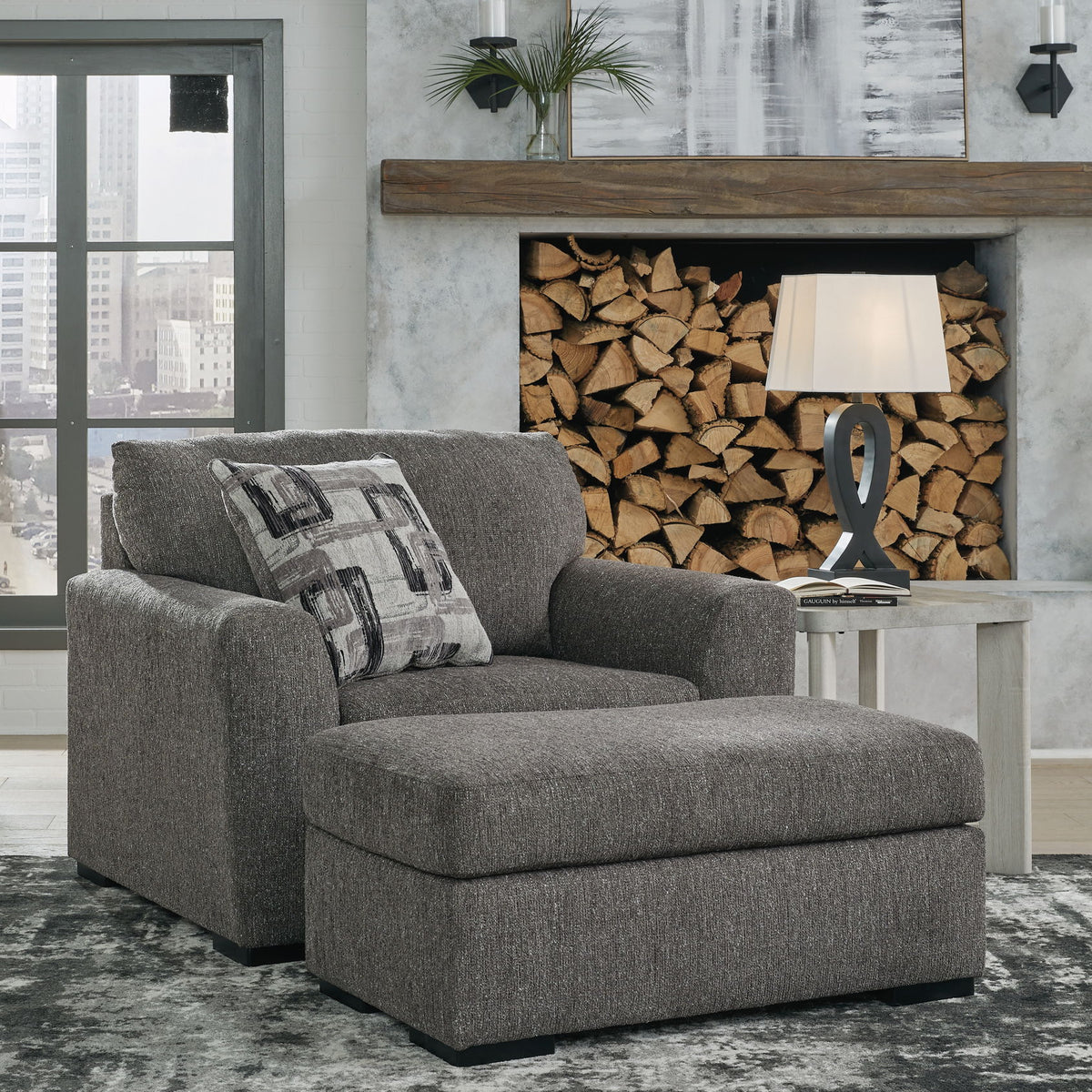 Gardiner - 2 Pc. - Chair And A Half, Ottoman - Pewter