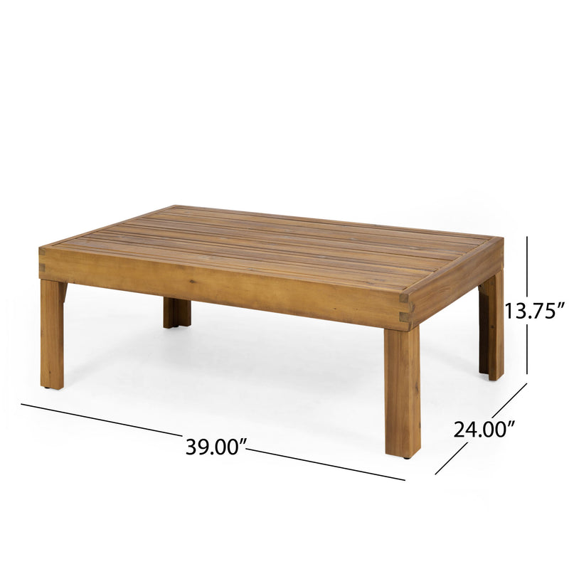 Outdoor Patio Set With Coffee Table And Loveseat - Teak / Beige