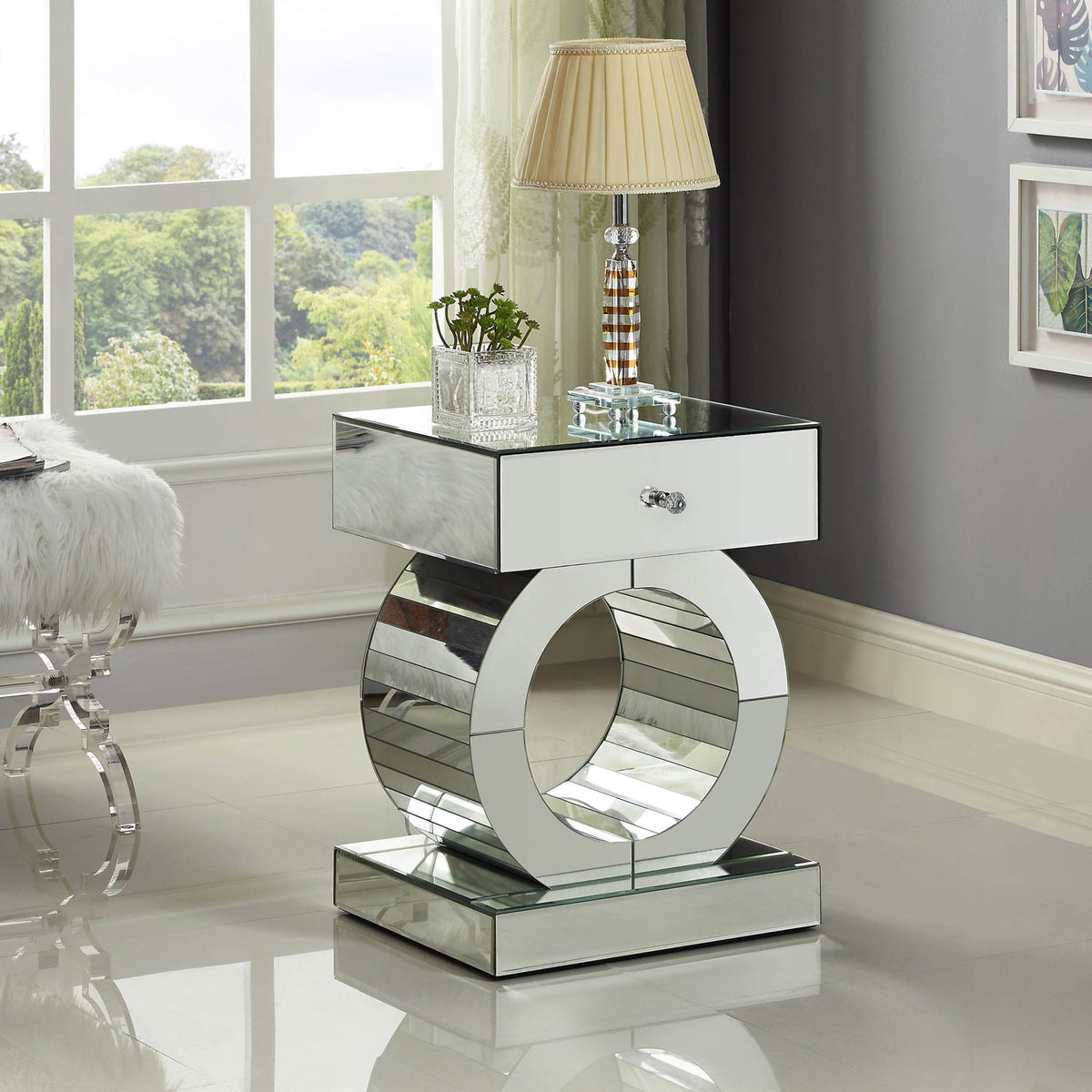 Jocelyn - End Table - Pearl Silver