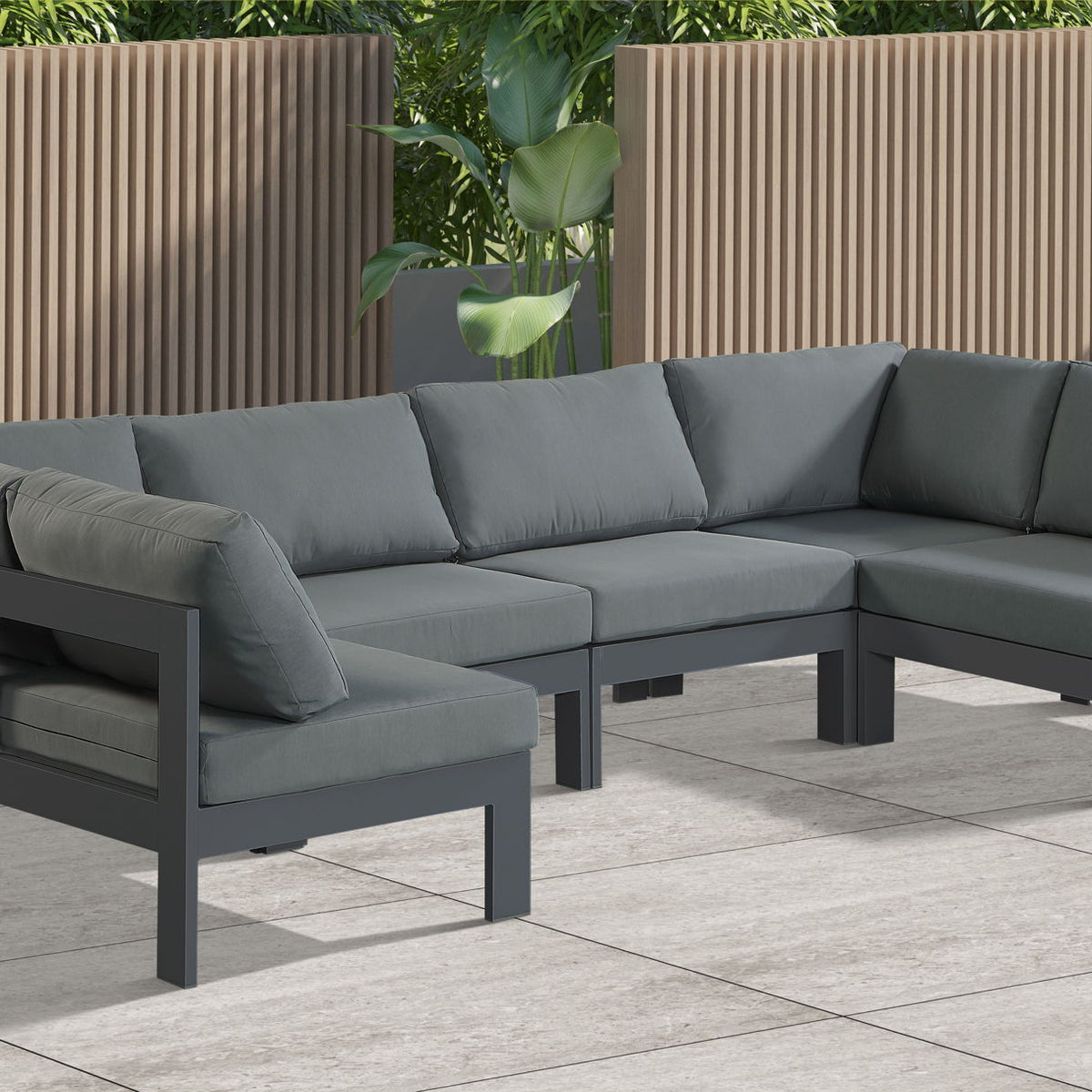 Nizuc - Outdoor Patio 6 Piece Modular Sectional With Gray Frame