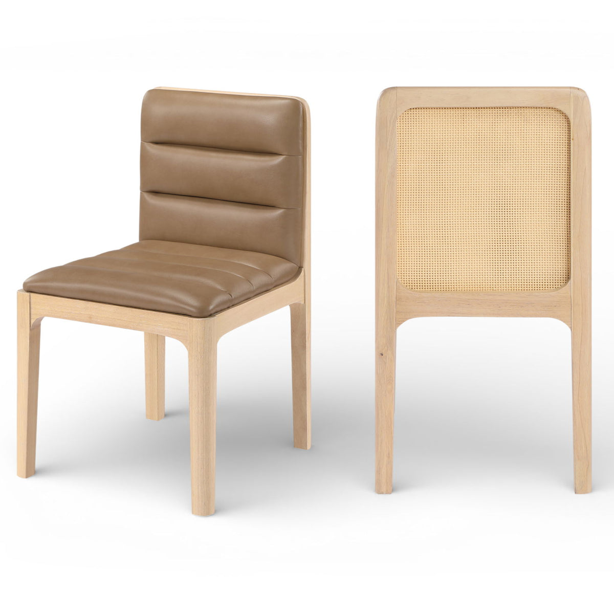 Ellis - Vegan Leather Upholstered Dining Chair (Set of 2) - Tan / Natural
