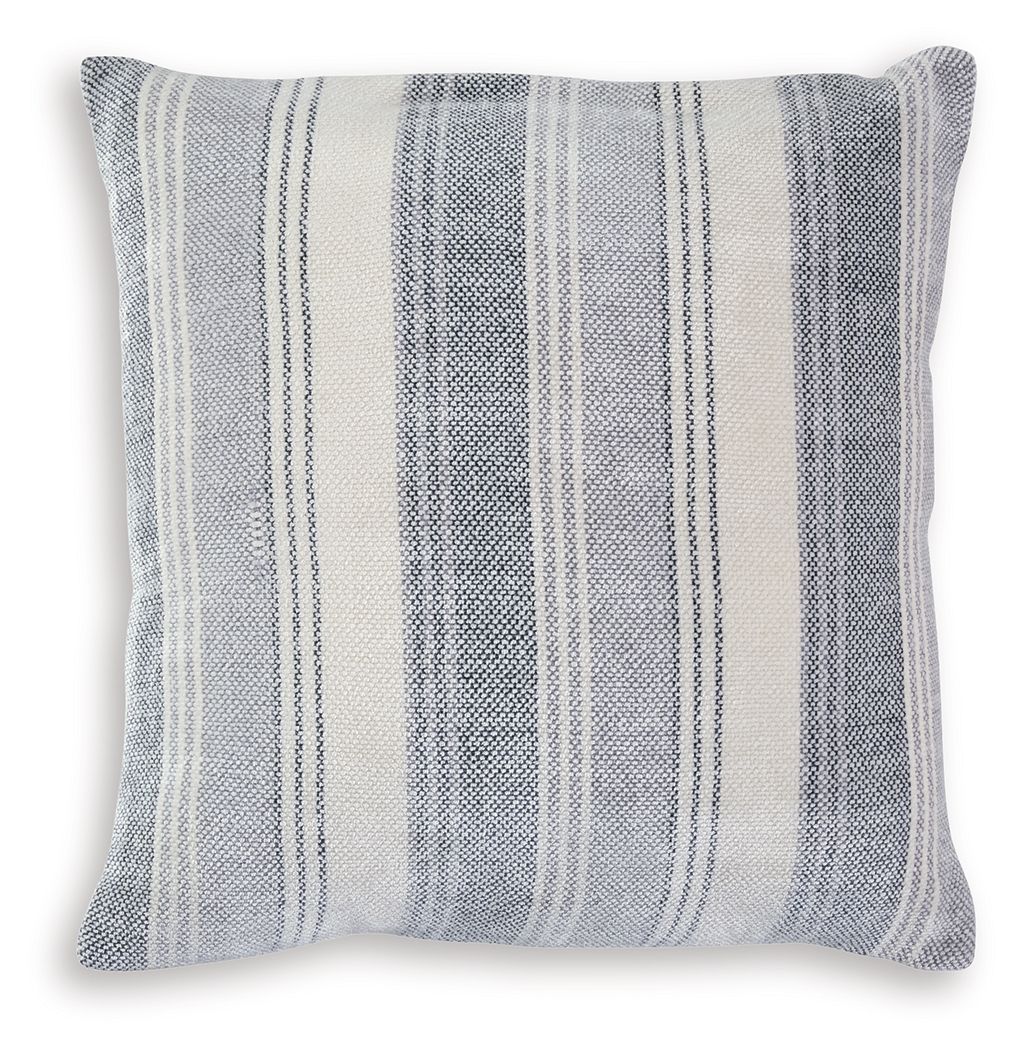 Blue-gray and white striped square throw pillow