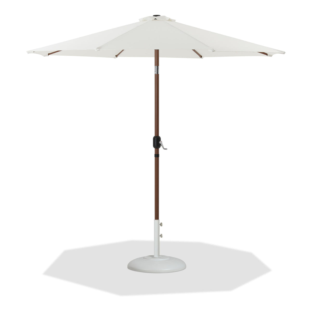 Fiji - Aluminum Patio Umbrella With Round White And Teak Base