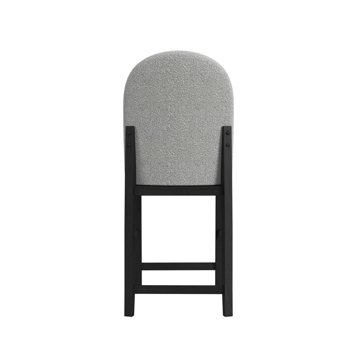Portland - Round Back Barstool With Fabric (Set of 2) - Gray / Black