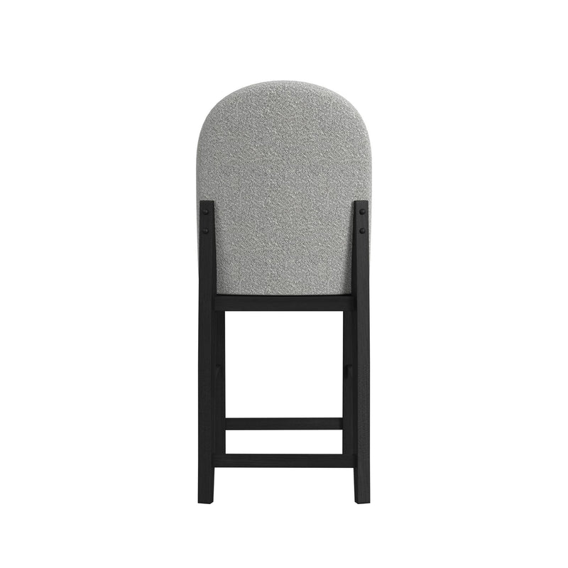 Portland - Round Back Barstool With Fabric (Set of 2) - Gray / Black