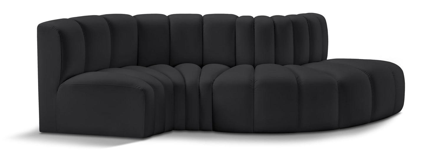 Arc - Faux Leather 4 Piece L-Shaped Modular Sofa