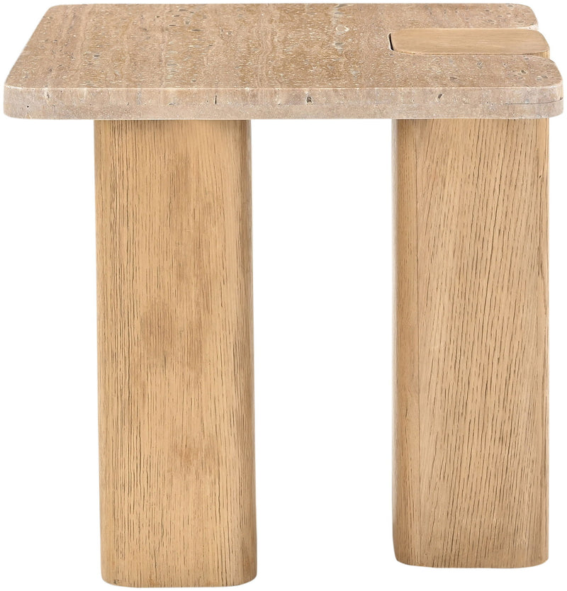 Ravenna - Genuine Fabric Travertine And Oak Wood Table