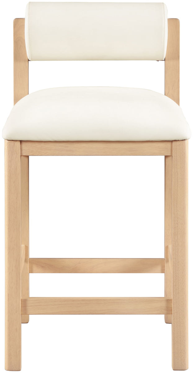 Roundhill - Faux Leather Counter Stool - Natural Frame