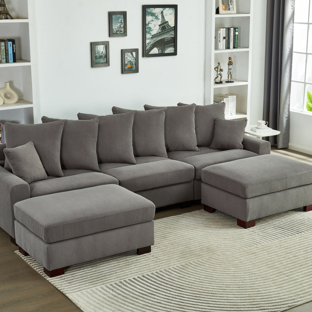 5 Seater Oversized Convertible L & U Shaped Couch