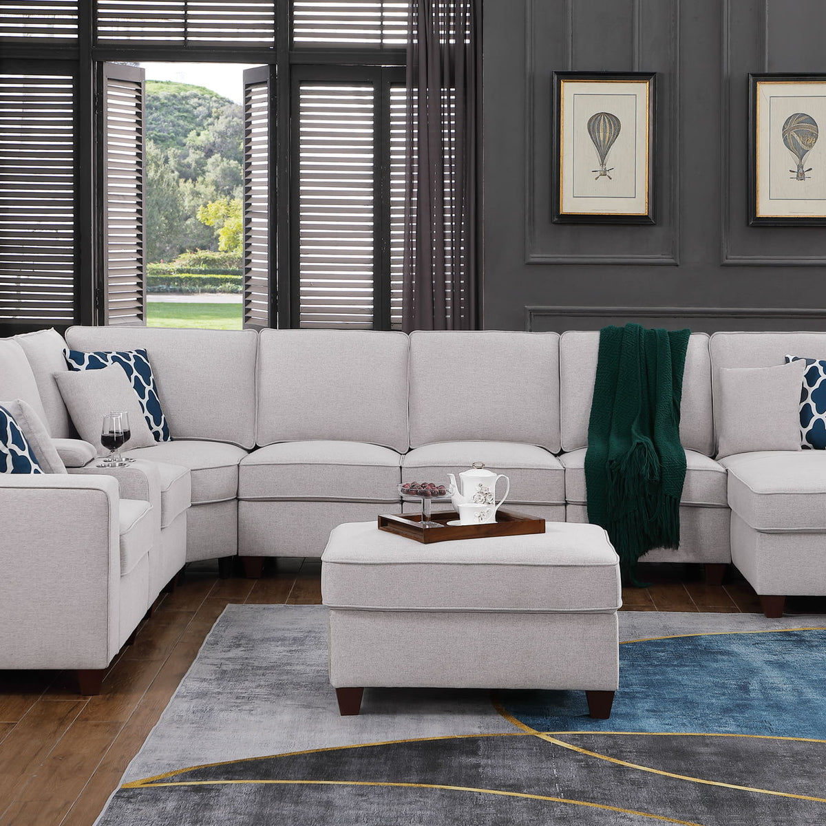 Eric - 9 Piece Upholstered Sectional With Ottoman