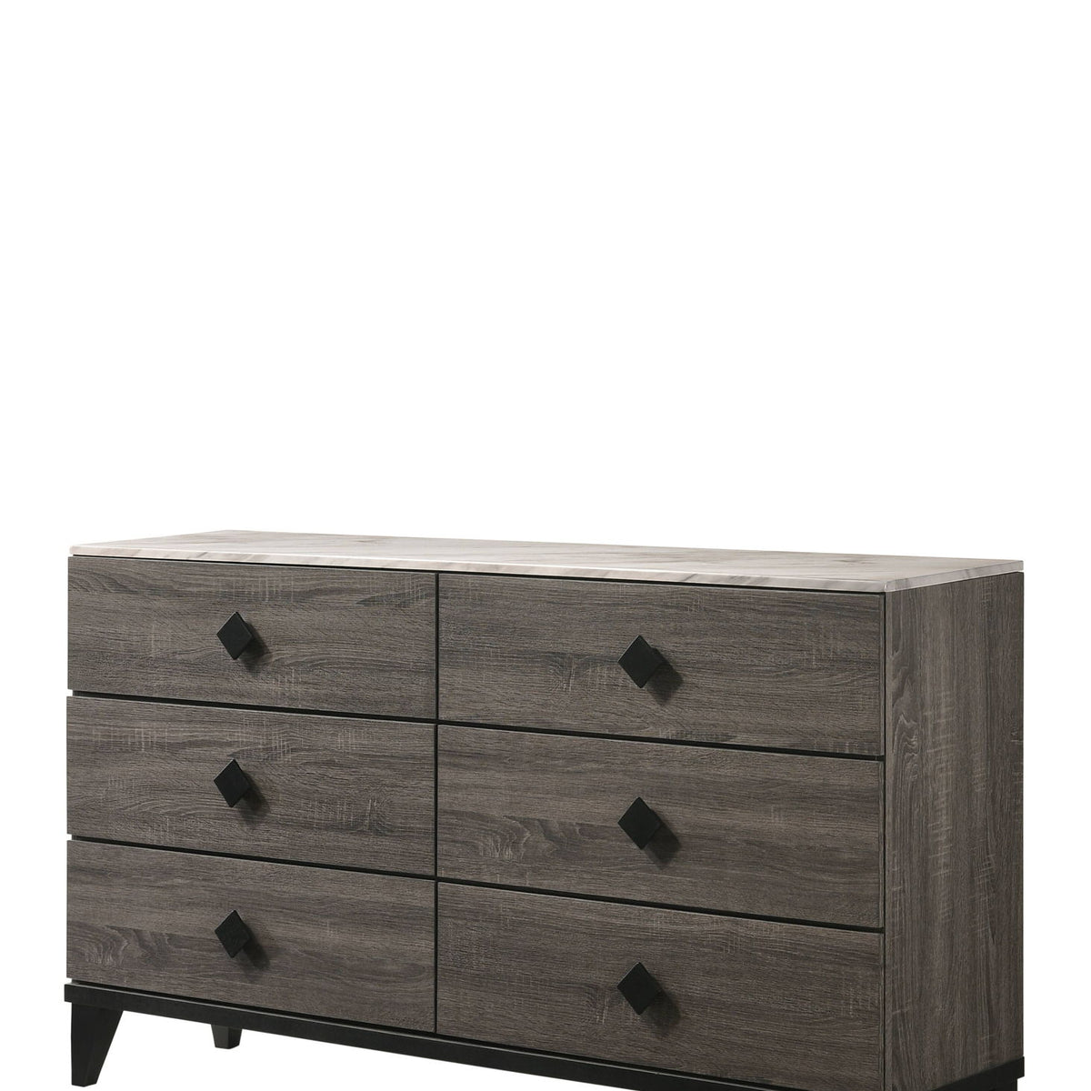 Avantika - Faux Marble Top Rustic Dresser - Gray / Marble / Oak
