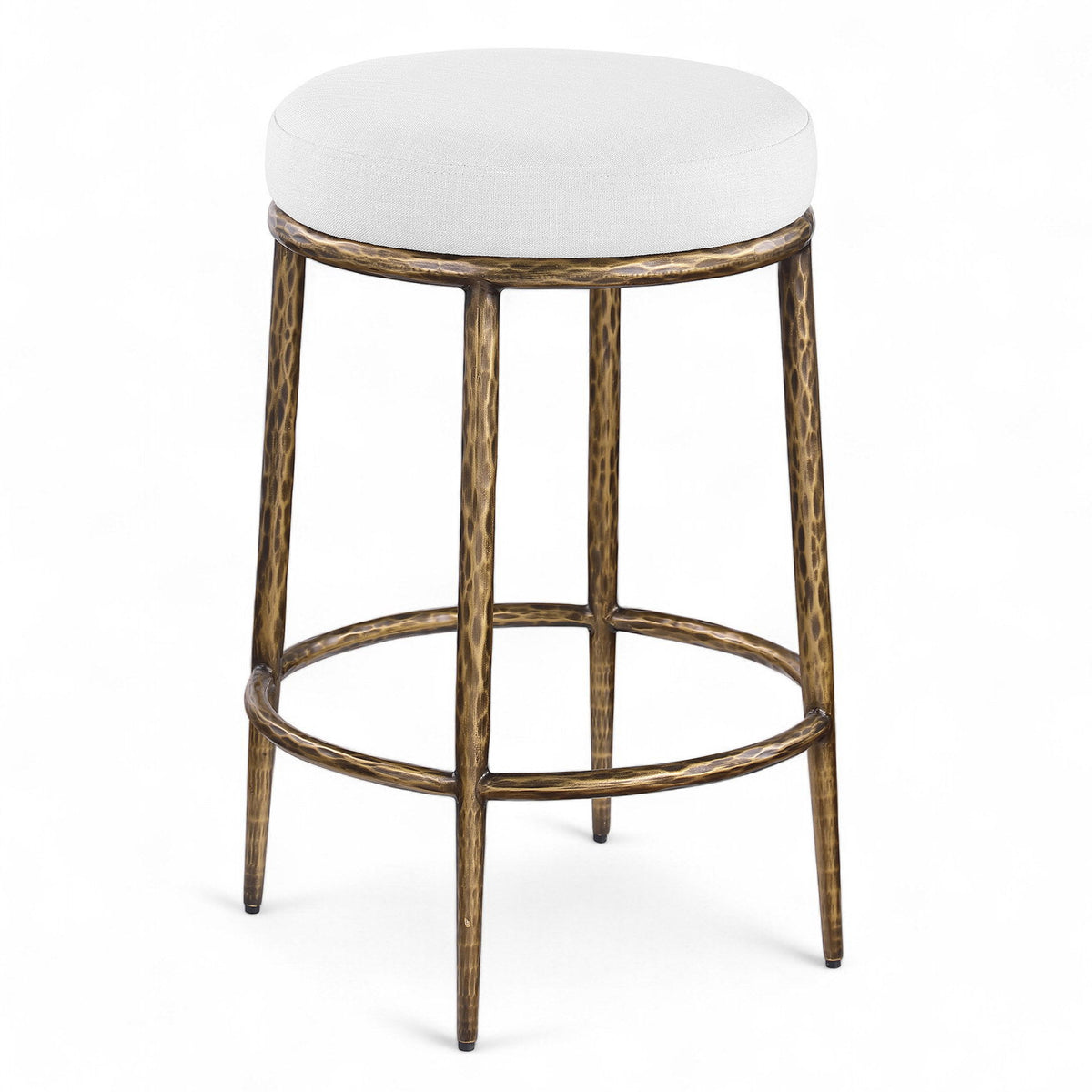 Ferro - Upholstered Backless Counter Stool With Brushed Gold Base