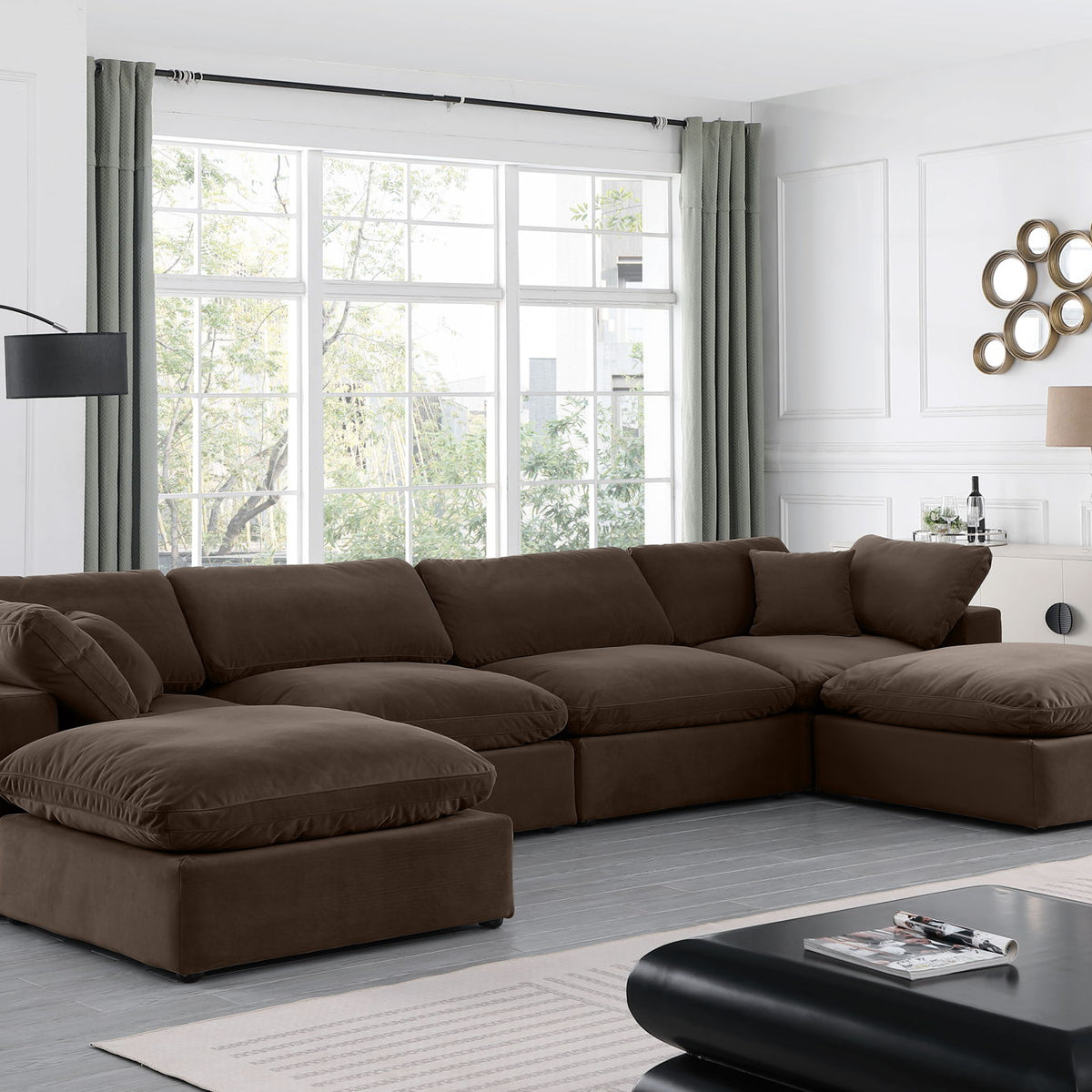 Comfy - 6 Piece Velvet Modular Double Chaise Sectional