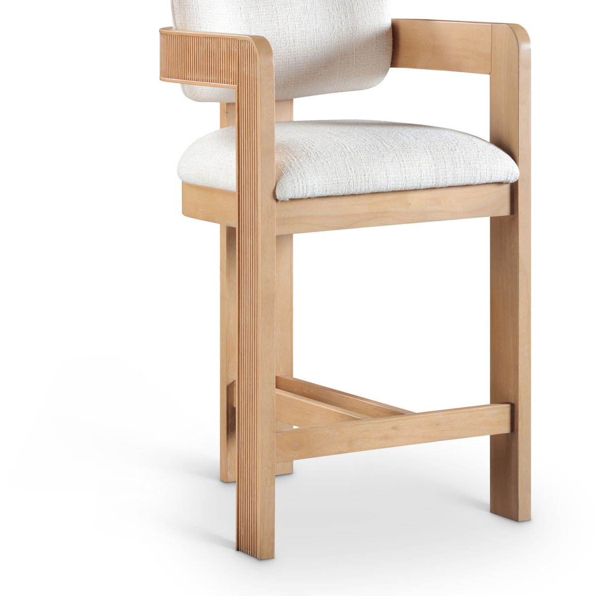 Sacha - Linen Stool With Natural Base