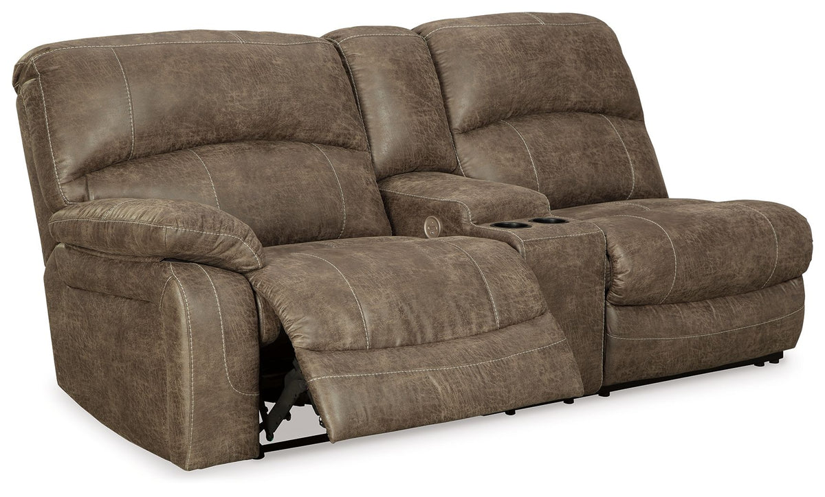 Segburg - LAF REC Power Sofa w/Console - Driftwood