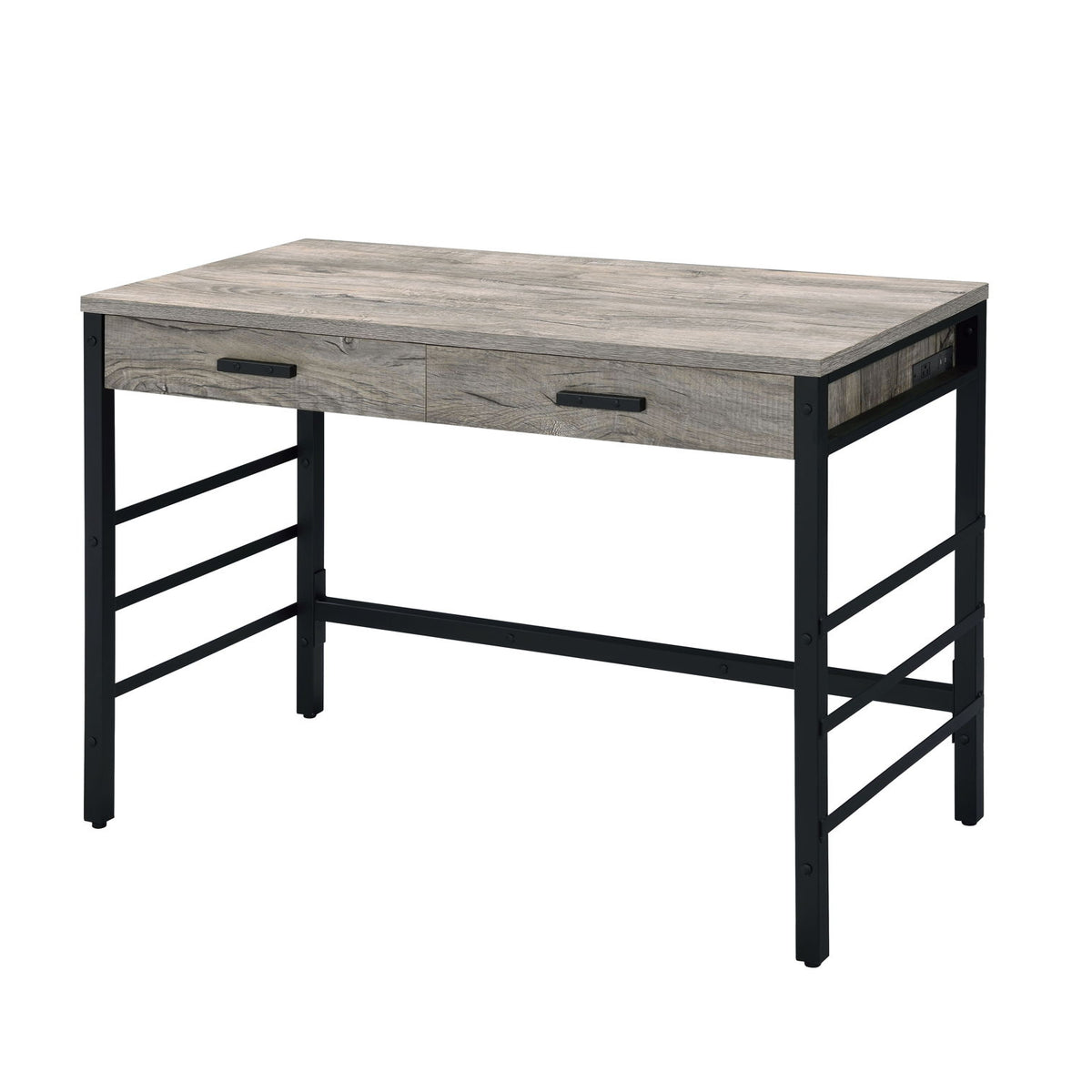Disho - Weathered Writing Desk With USB - Oak
