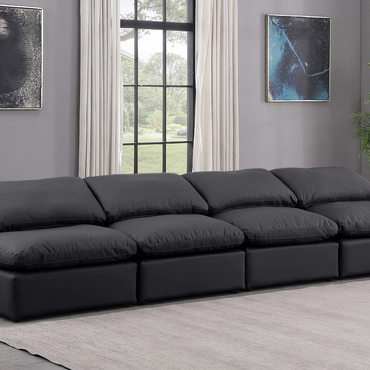 Indulge - Faux Leather 4 Seat Modular Armless Sofa