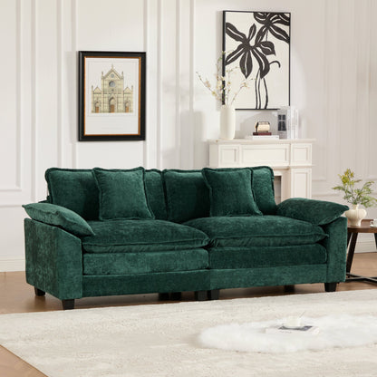 Wider Armrest LoveSeat (Ottoman is not included), Modern Sectional Couch, for Living Room Bedroom and Apartment, Comfy Double Layer Upholstered Seat Cushion, Breathable Chenille Fabric, Green,SW5042GN