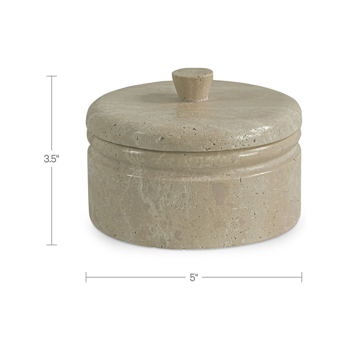 Valencia - Round Travertine Box - Beige