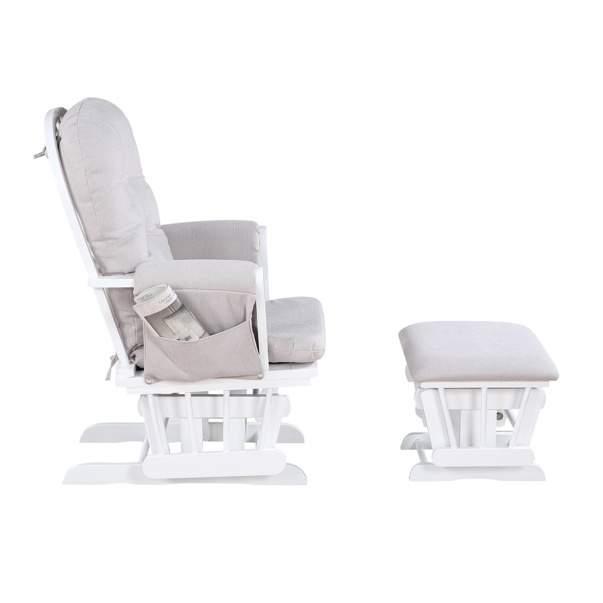 Mason - Glider And Ottoman White Wood