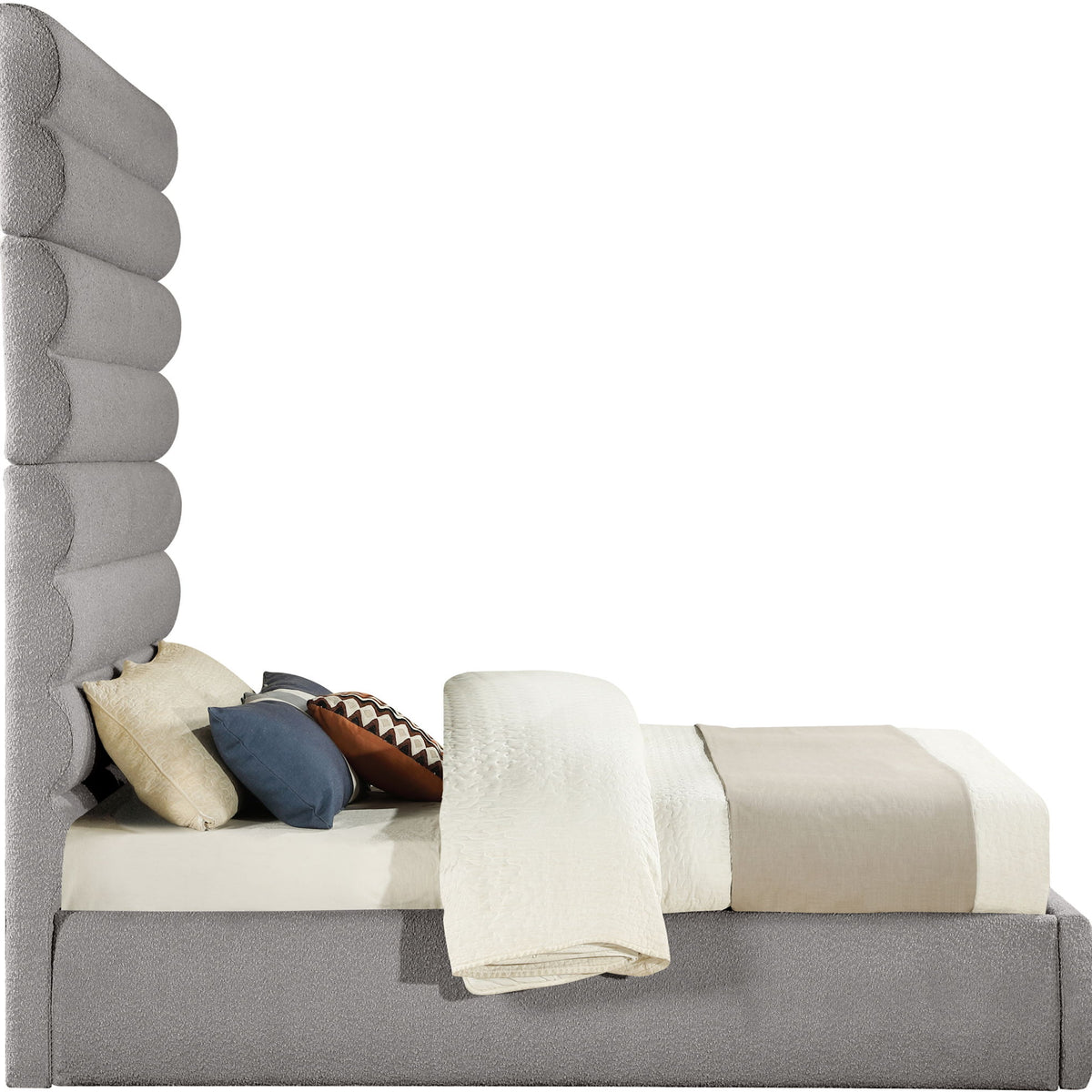 Adam - Boucle Fabric Bed With 89" Headboard