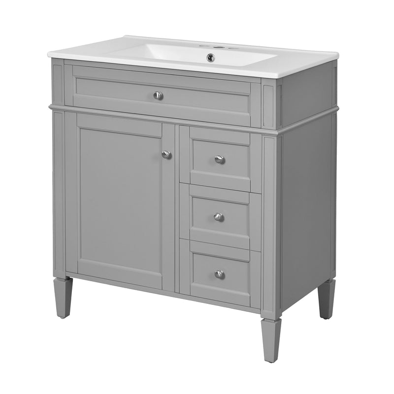 Bathroom Vanity With Top Sink, 2 Drawers & Tip Out Drawer