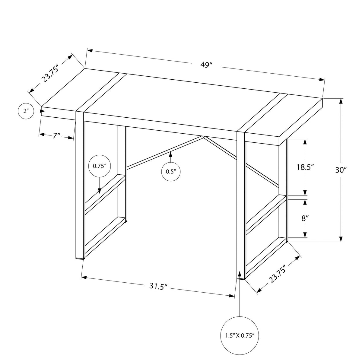 Computer Desk For Home Office, Laptop, Modern Convenient Design - Gray