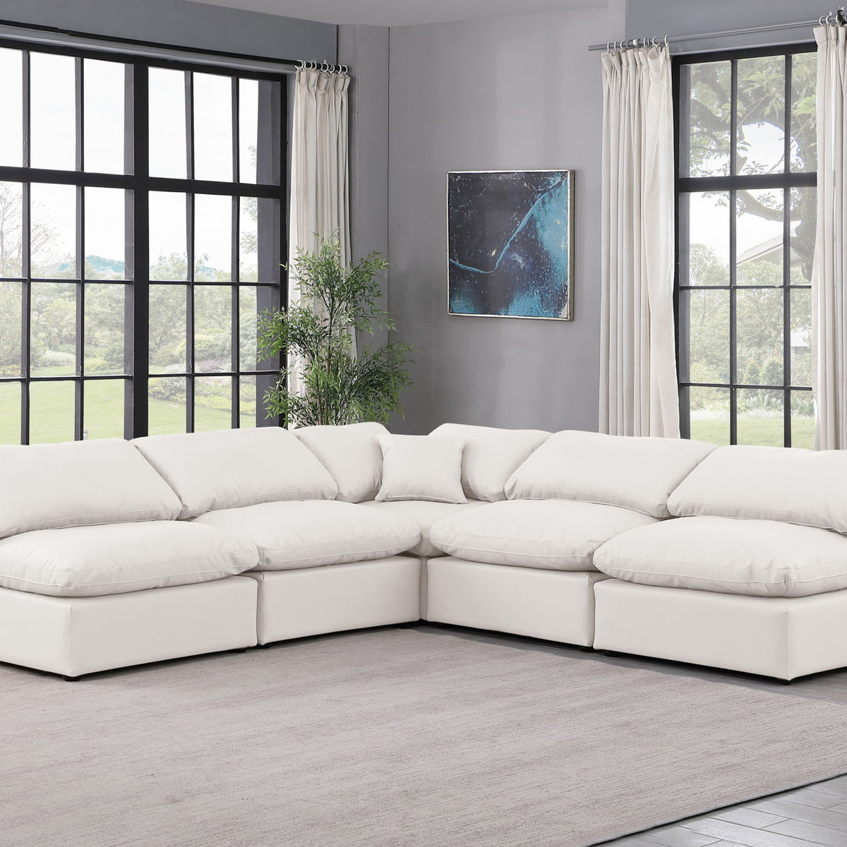 Indulge - Faux Leather 5 Piece Modular Corner Armless Sectional