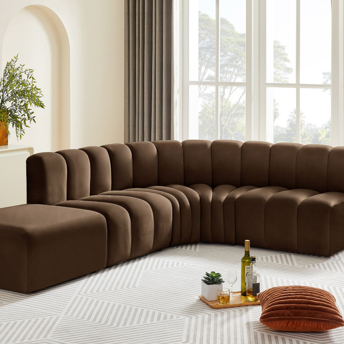 Arc - Velvet 5 Piece Corner Modular Sofa