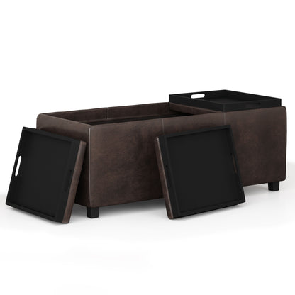 Avalon - Storage Ottoman - Distressed Brown