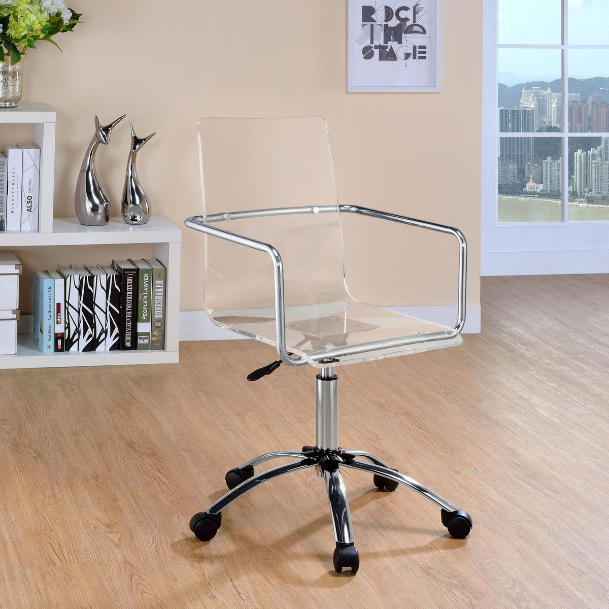 Amaturo Acrylic Adjustable Home Office Desk Chair Clear
