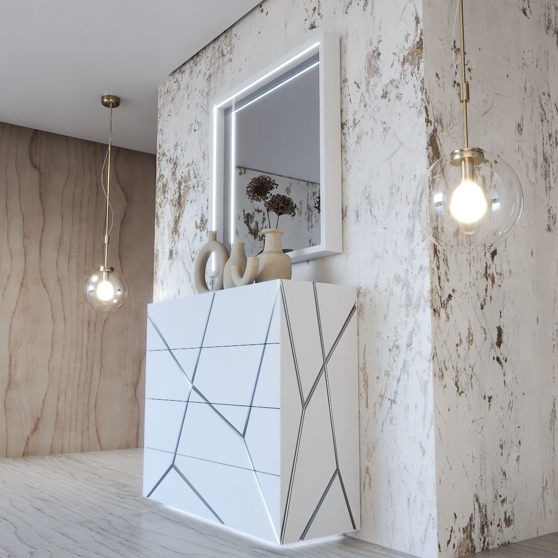 Gio - Single Dresser - White / Gray