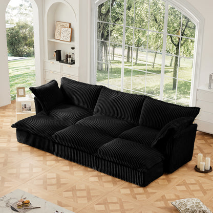 3-Seater Slipcovered Corduroy Sleeper Sofa - Black Corduroy