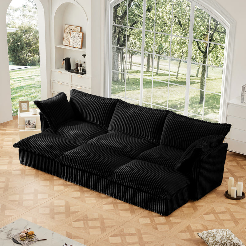 3-Seater Slipcovered Corduroy Sleeper Sofa - Black Corduroy