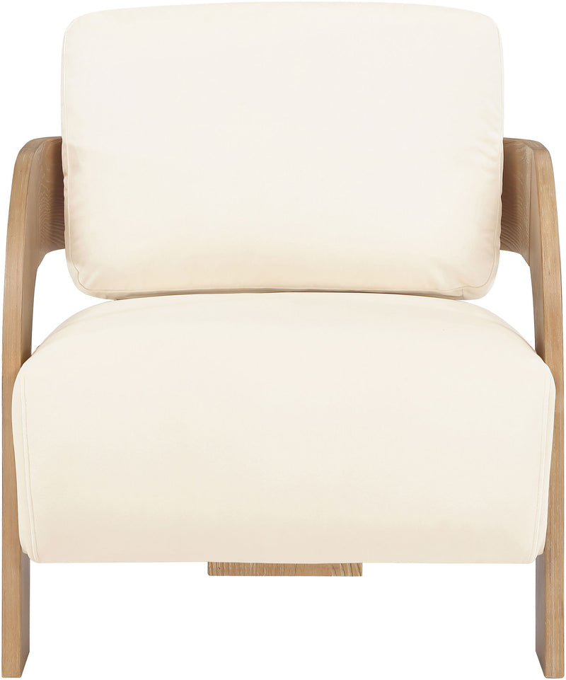 Cedra - Velvet Performance Fabric Upholstered Accent Chair - Natural Frame