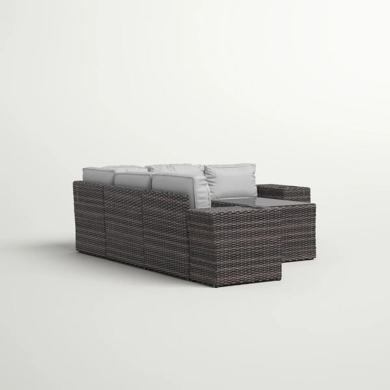 Modern Patio Rattan Sectional Set With Cushions