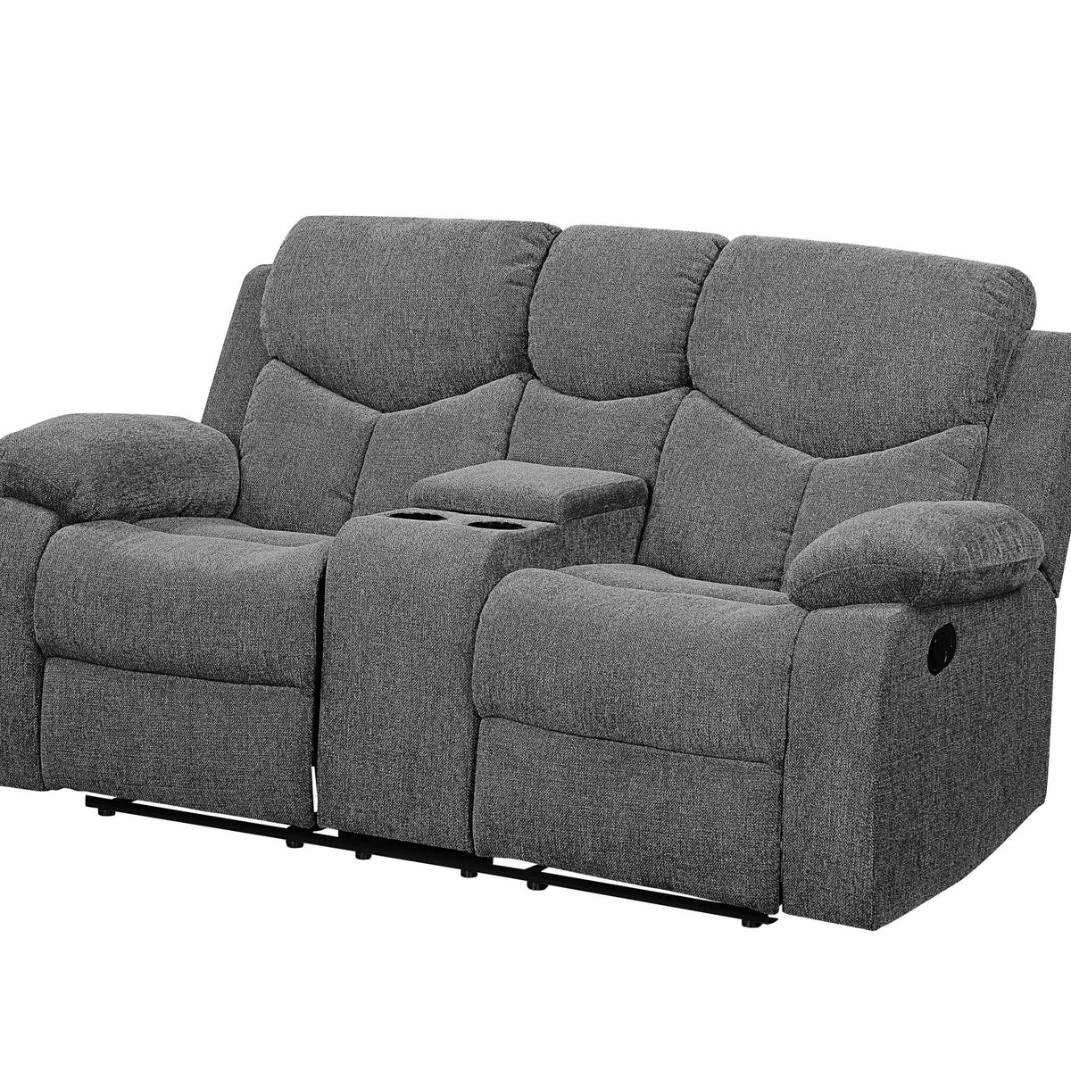 Kalen - Chenille Loveseat With Console - Gray