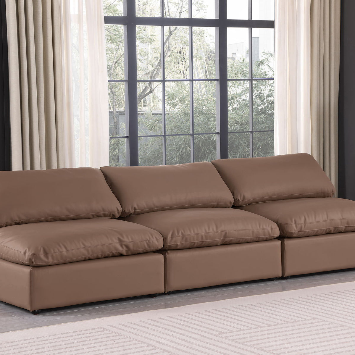 Comfy - Faux Leather Modular Armless Sofa 3 Seats