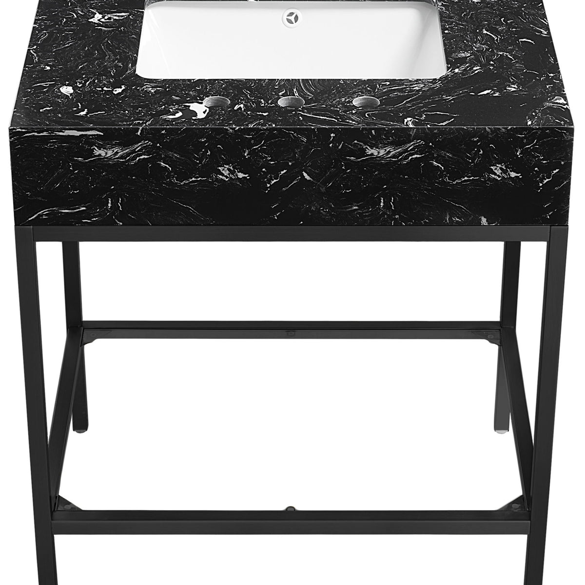 Marmo - Engineered Marble Bathroom Vanity With Black Base
