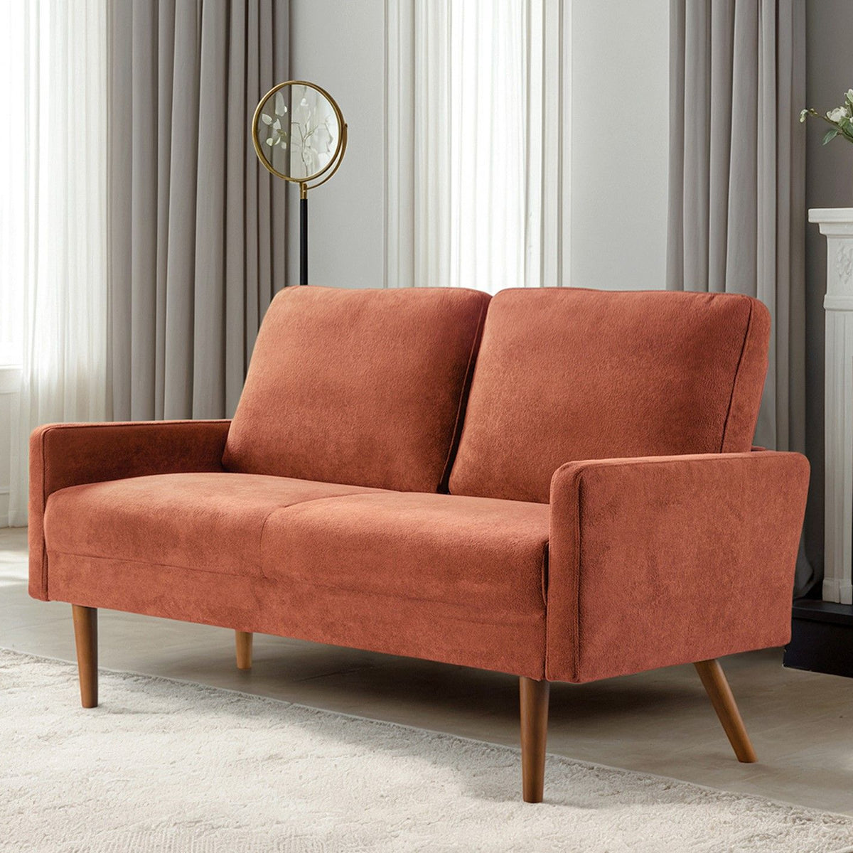 Loveseat Sofa, European Style With Sleek Design, Modern & Vintage Flair, Upholstered 2 Seater Couch