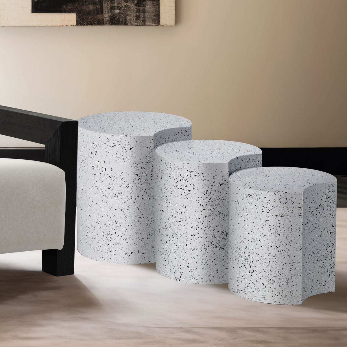Dimple - 3 Piece Modular End Table - Terazzo Finish