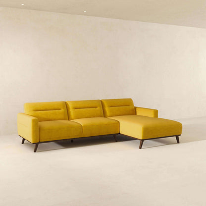 Ella - L Shaped Linen Left Sectional Couch - Yellow