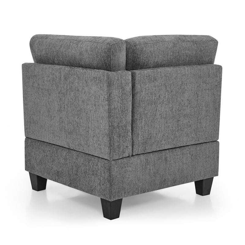 Modular Corner Sofa With Chenille Upholstery - Gray