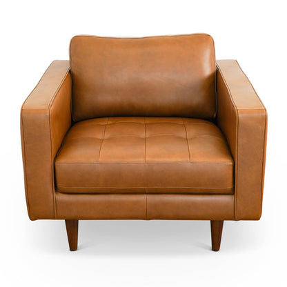 Catherine - Leather Lounge Chair Leather - Brown / Tan