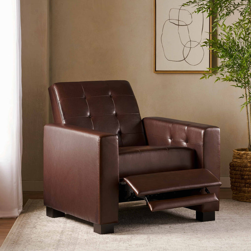 Langseth - Contemporary Tufted Pushback Recliner - Dark Brown