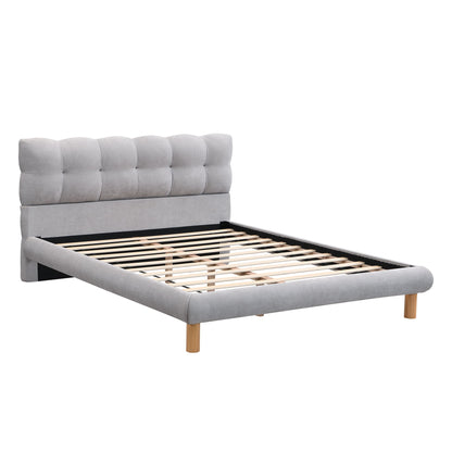 Upholstered Platform Bed Frame With Cookie Shaped Headboard