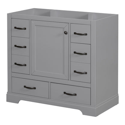 Modern Bathroom Vanity Base Only, 6 Drawer Storage With Adjustable Shelf