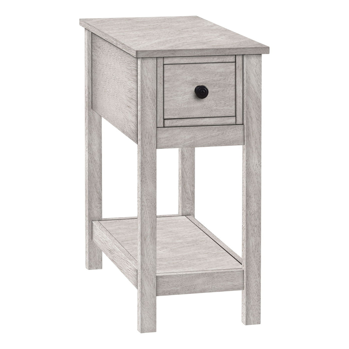 Accent End Table, 2 Tier, Narrow, Lamp, Storage Drawer, Charming Design